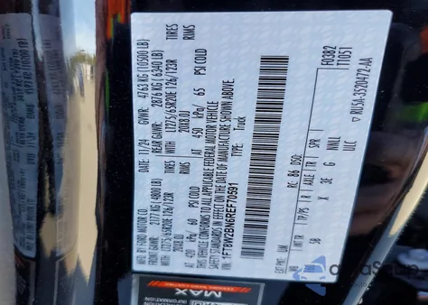 2024 Ford F250 Super Duty z USA, uszkodzony, nr VIN 1FT8W2BN6REF70591